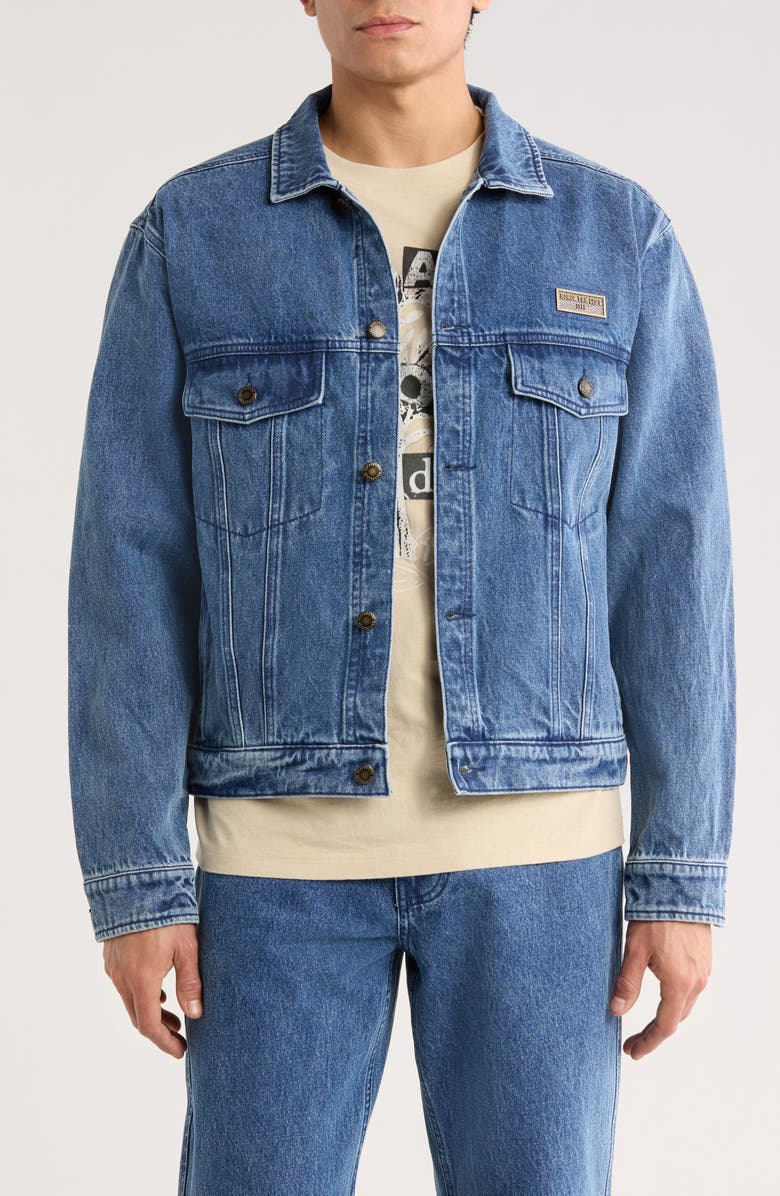 HONOR THE GIFT Washed Denim Trucker Jacket, Main, color, Indigo