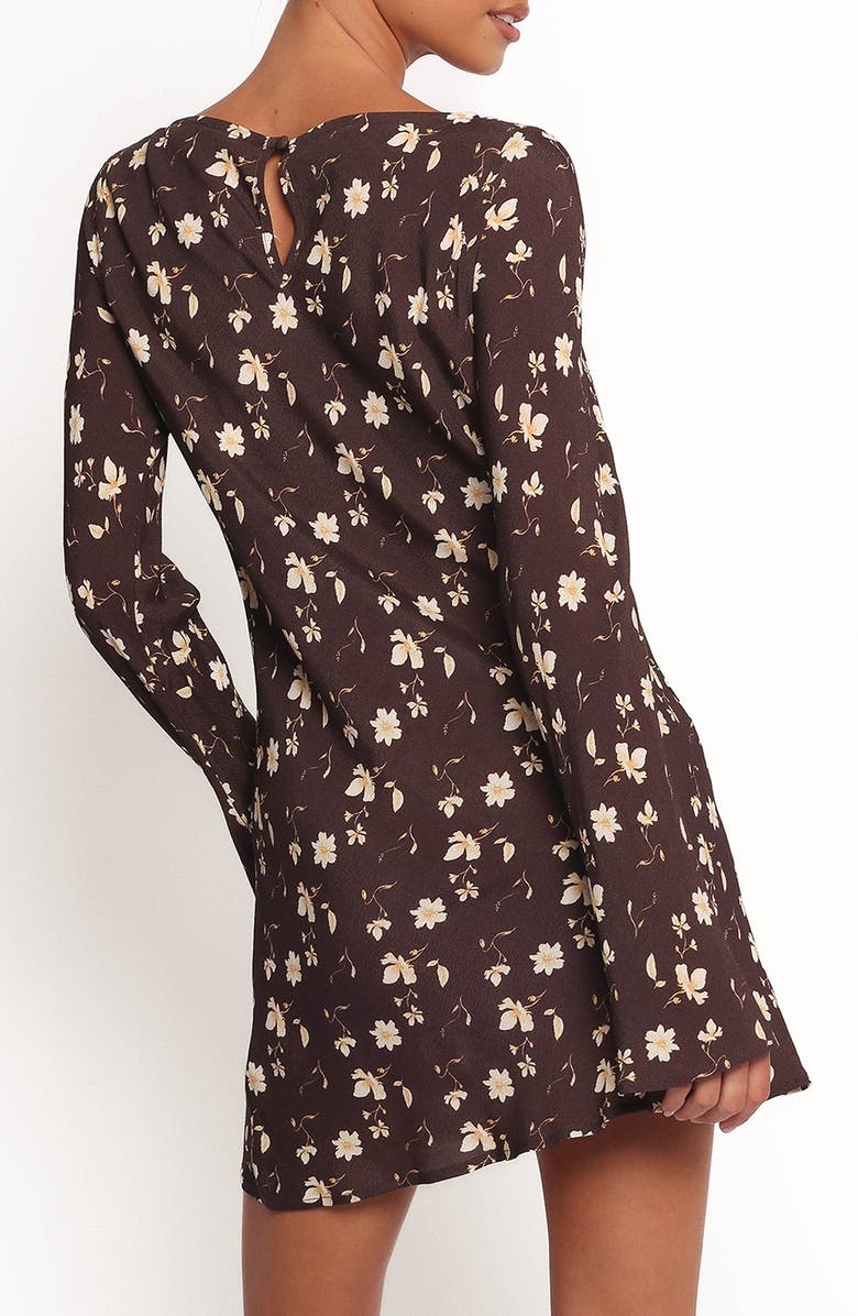 Petal & Pup Amity Long Sleeve Minidress, Alternate, color, Brown Floral