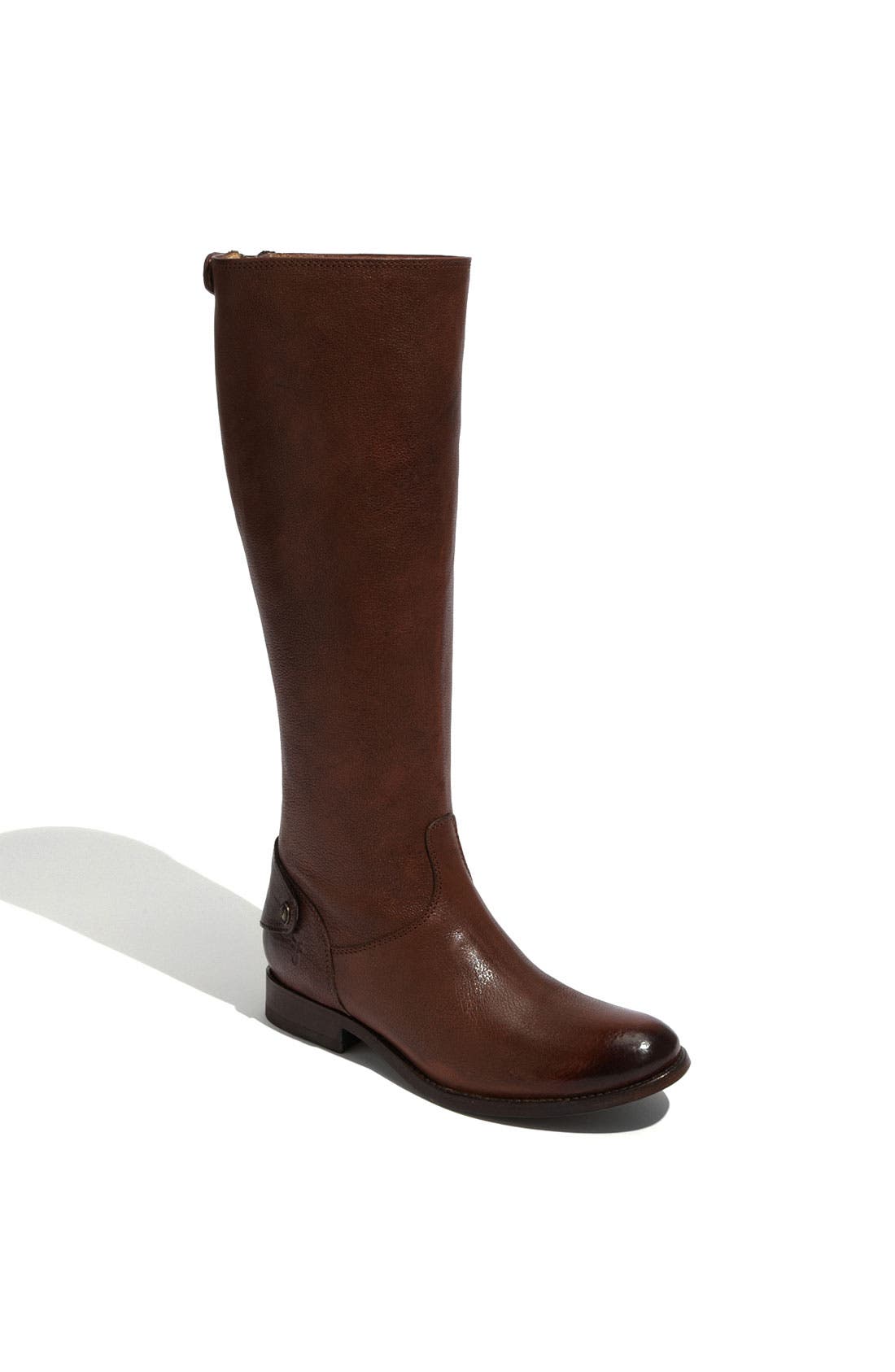 MELISSA BUTTON BACK ZIP BOOT, Main, color, BROWN