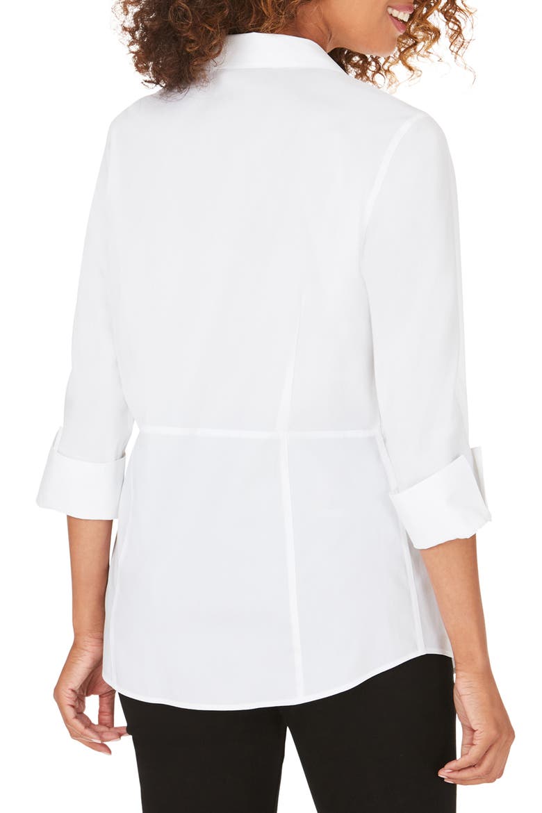 Solista Wrap Front Stretch Cotton Blend Blouse, Alternate, color, WHITE