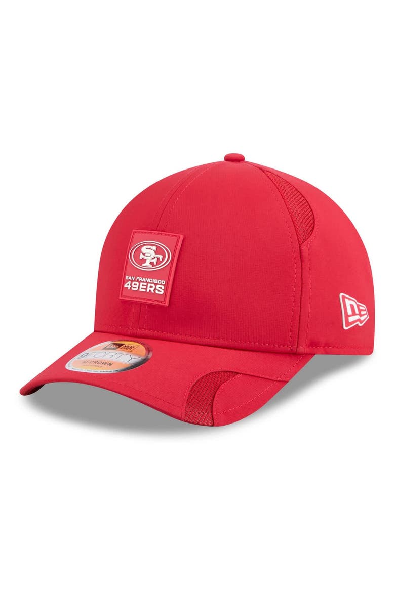 Men's New Era Scarlet San Francisco 49ers 2025 Sideline  M-Crown 9FORTY Adjustable Hat, Main, color, Scarlet