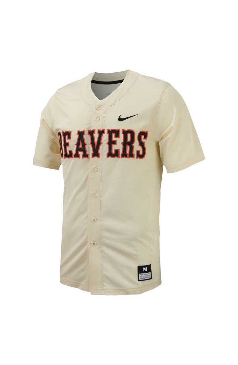 Nike Men's Nike Cream Oregon State Beavers Replica Full-Button Baseball Jersey, Alternate, color,