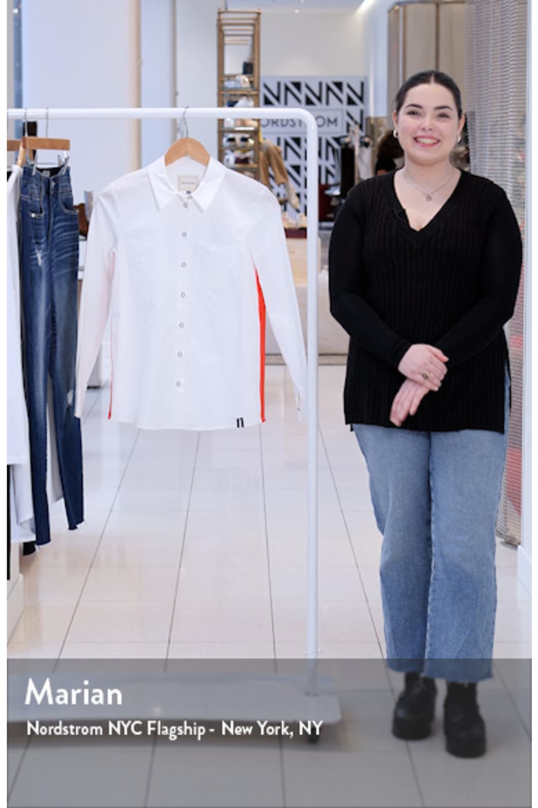 Grosgrain Detail Stretch Poplin Button-Up Shirt video