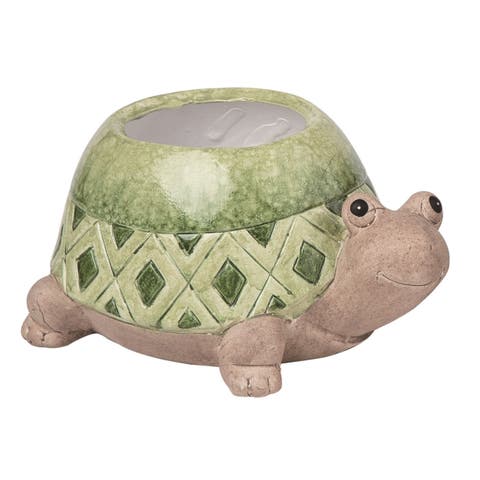 7.25 Inch Green Spring Turtle Garden Planter Terracotta Decorative Planters for Spring Decor