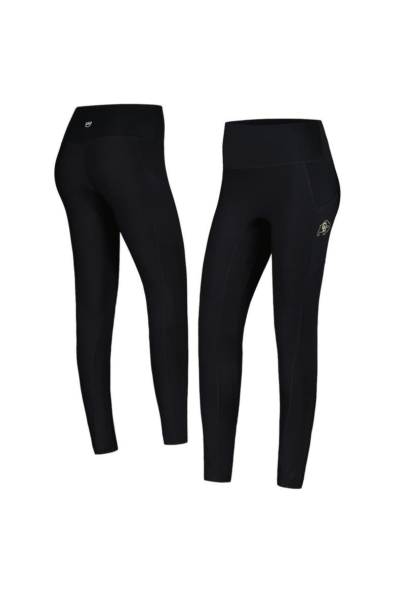 Women's  Black Colorado Buffaloes 7/8 Mixed Media Pocket iLeggings, Alternate, color, Black
