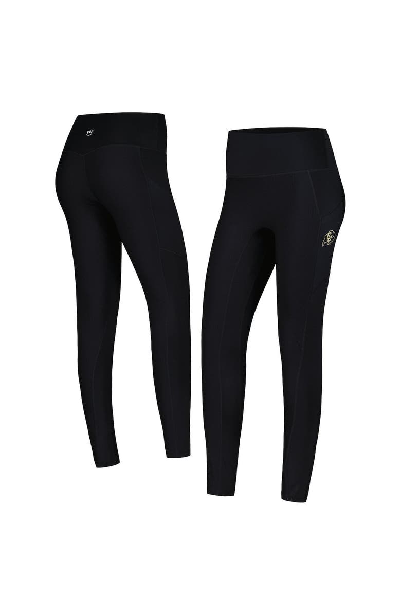 KADYLUXE Women's Black Colorado Buffaloes 7/8 Mixed Media Pocket iLeggings, Alternate, color, Black