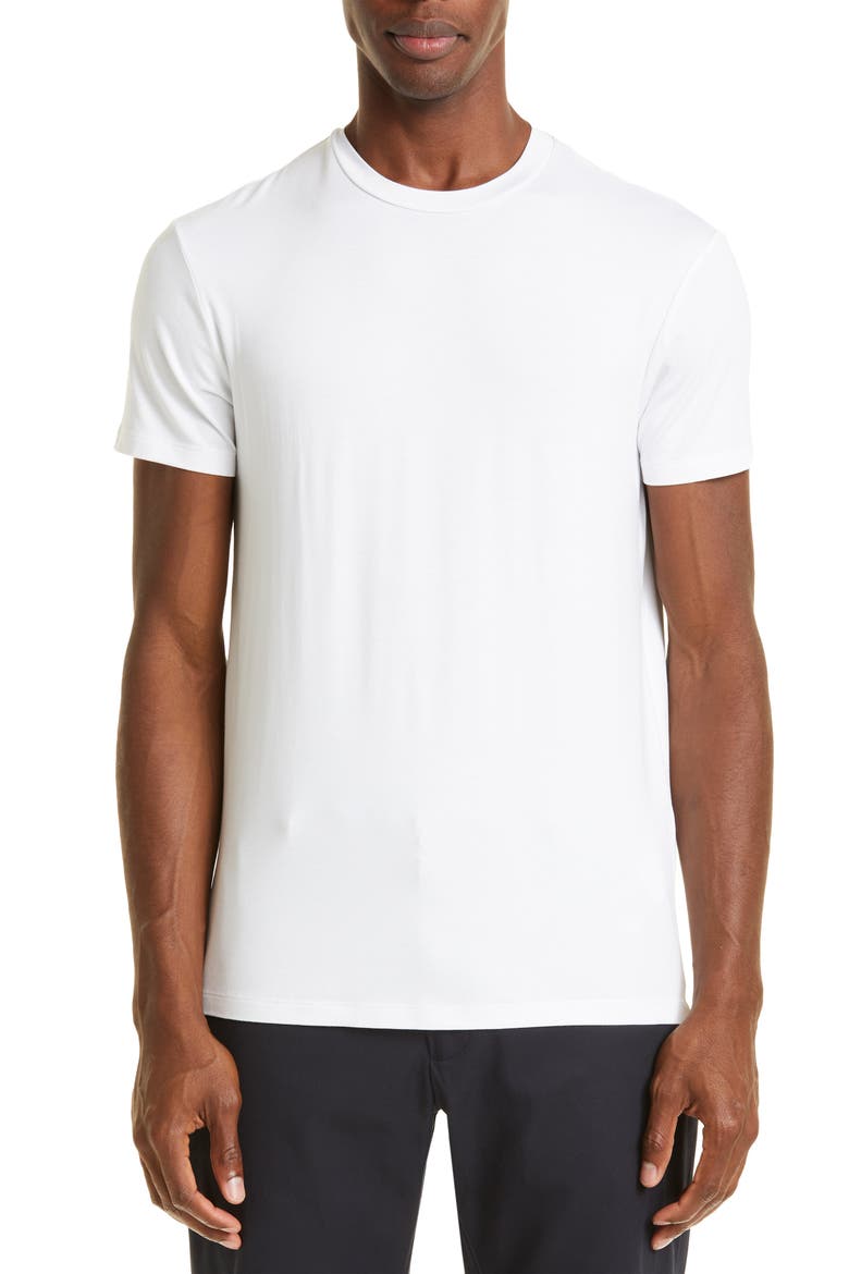 Men's Solid White Stretch Viscose T-Shirt, Main, color, SOLID WHITE