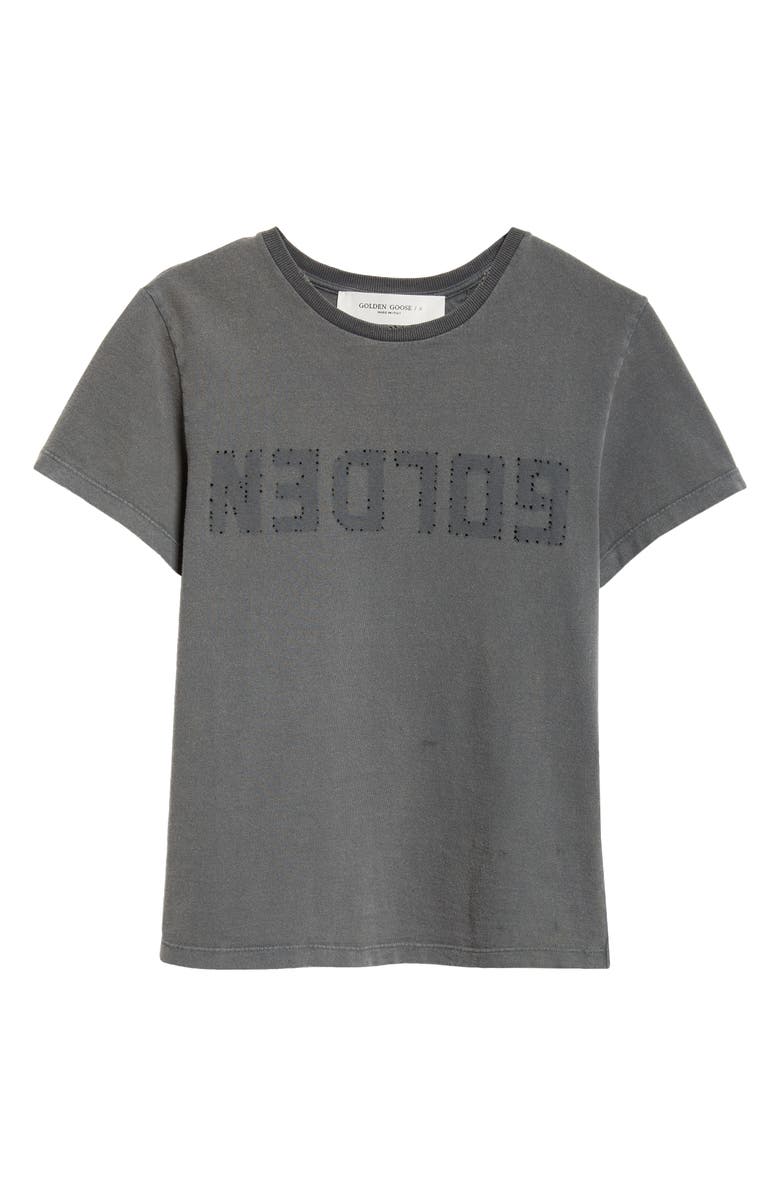 Golden Goose Distressed Cotton Logo Tee, Alternate, color, Anthracite
