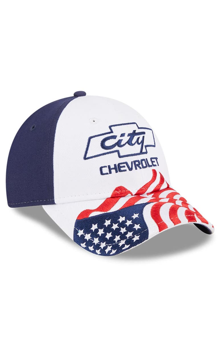 New Era Men's New Era White/Blue City Chevrolet 9FORTY Americana Snapback Adjustable Hat, Alternate, color, White