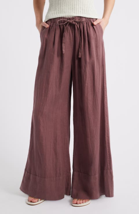 Women's 100% Linen Wide-Leg Pants | Nordstrom Women's 100% Linen Wide-Leg Pants | Nordstrom