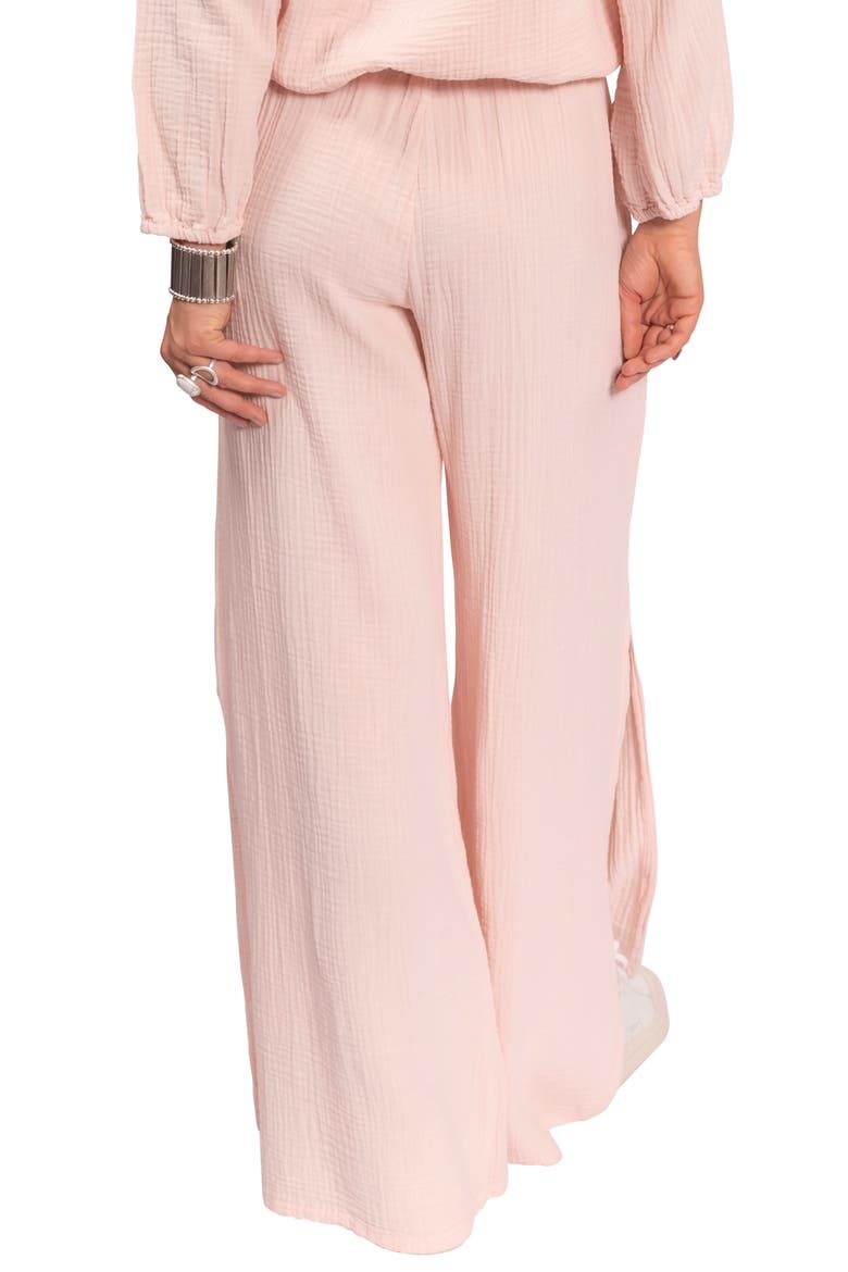 Riley Cotton Gauze Split Hem Pants, Alternate, color, BLUSH