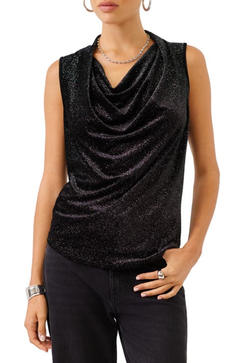 Elisa Cowl Neck Sparkle Velvet Top