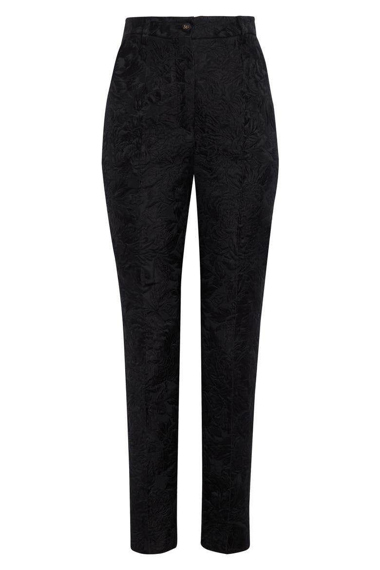 Floral Brocade Cigarette Pants, Alternate, color, N0000 NERO