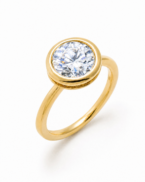 Moissanite Round Solitaire Thin Band Ring