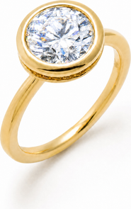 BY ADINA EDEN Moissanite Round Solitaire Thin Band Ring