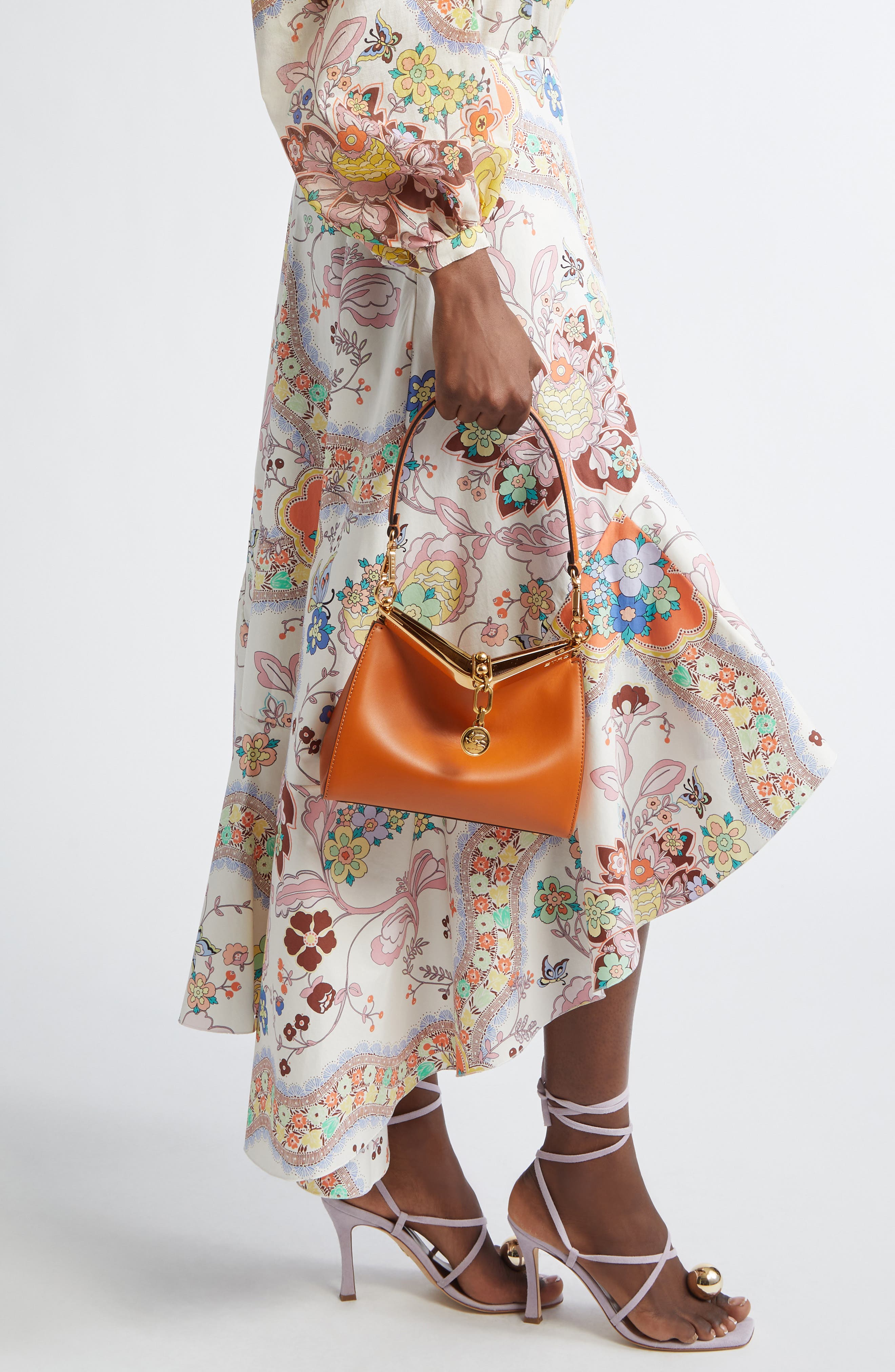 Etro Small Vela Leather Shoulder Bag, Alternate, color, Arancione