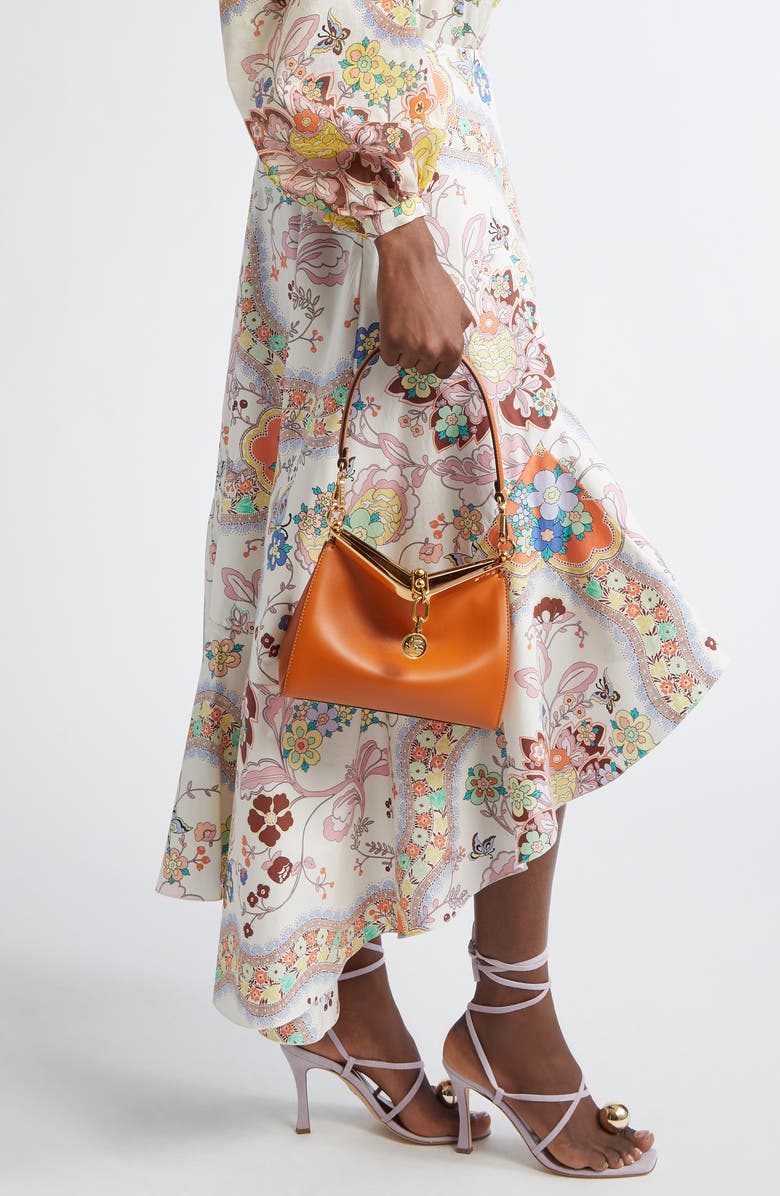 Etro Small Vela Leather Shoulder Bag, Alternate, color, Arancione