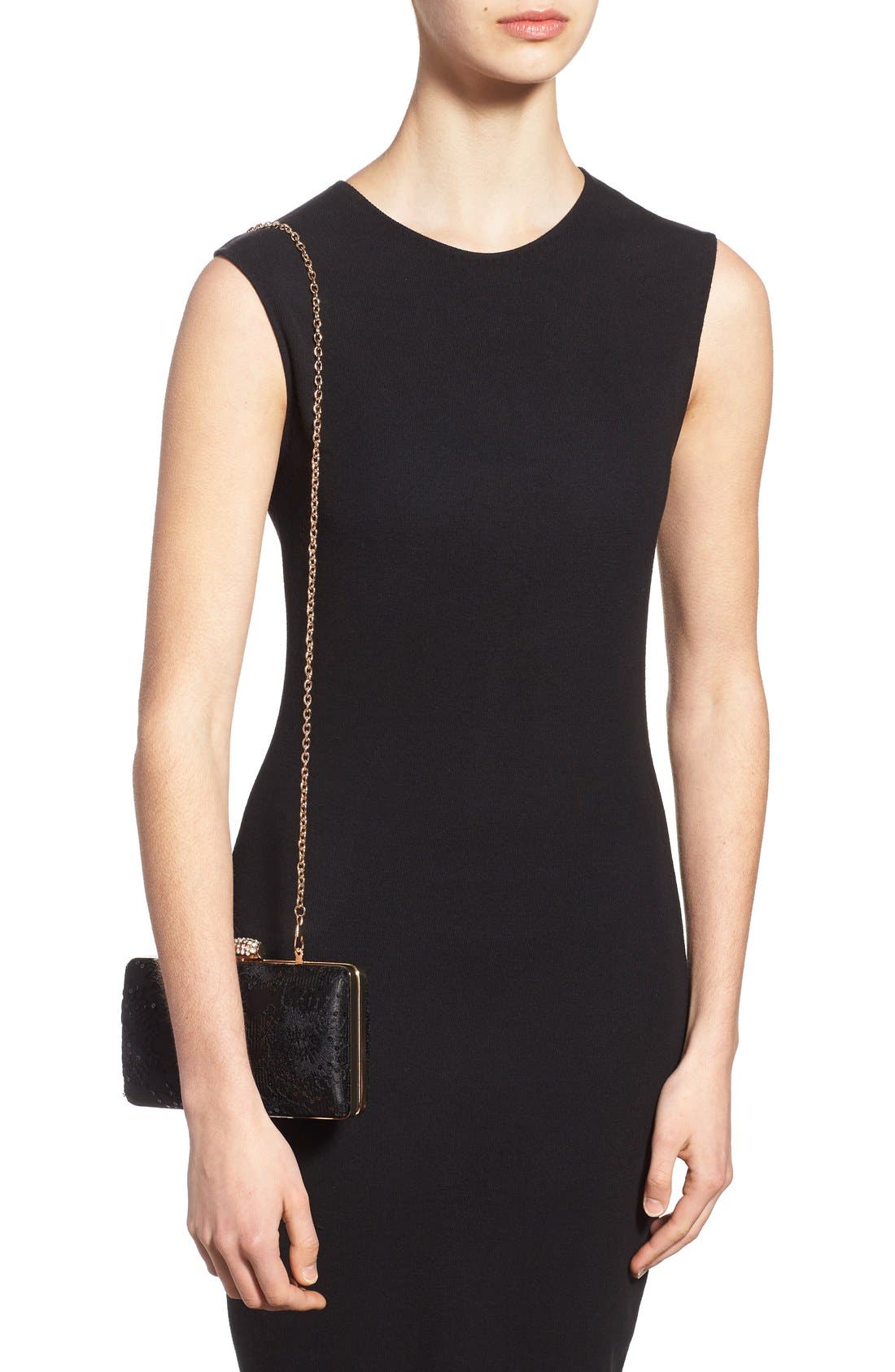 'Noelle' Lace Clutch, Alternate, color, BLACK