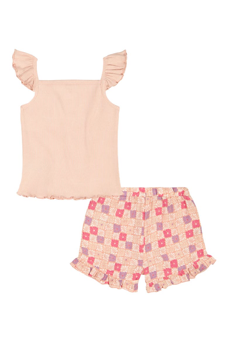 Kids' Floral Embroidered Rib Top & Shorts Set, Alternate, color, PINK MULTI