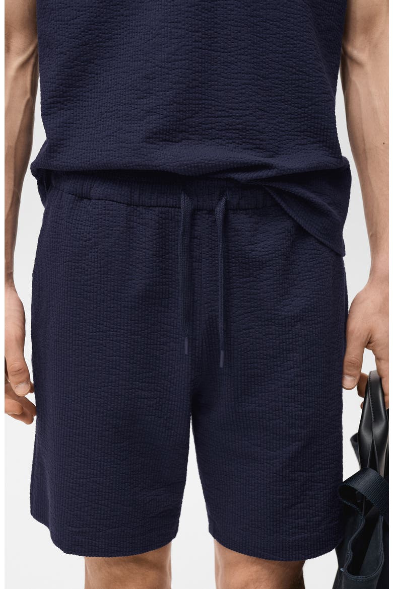 Drawstring Seersucker Shorts, Alternate, color, DARK NAVY