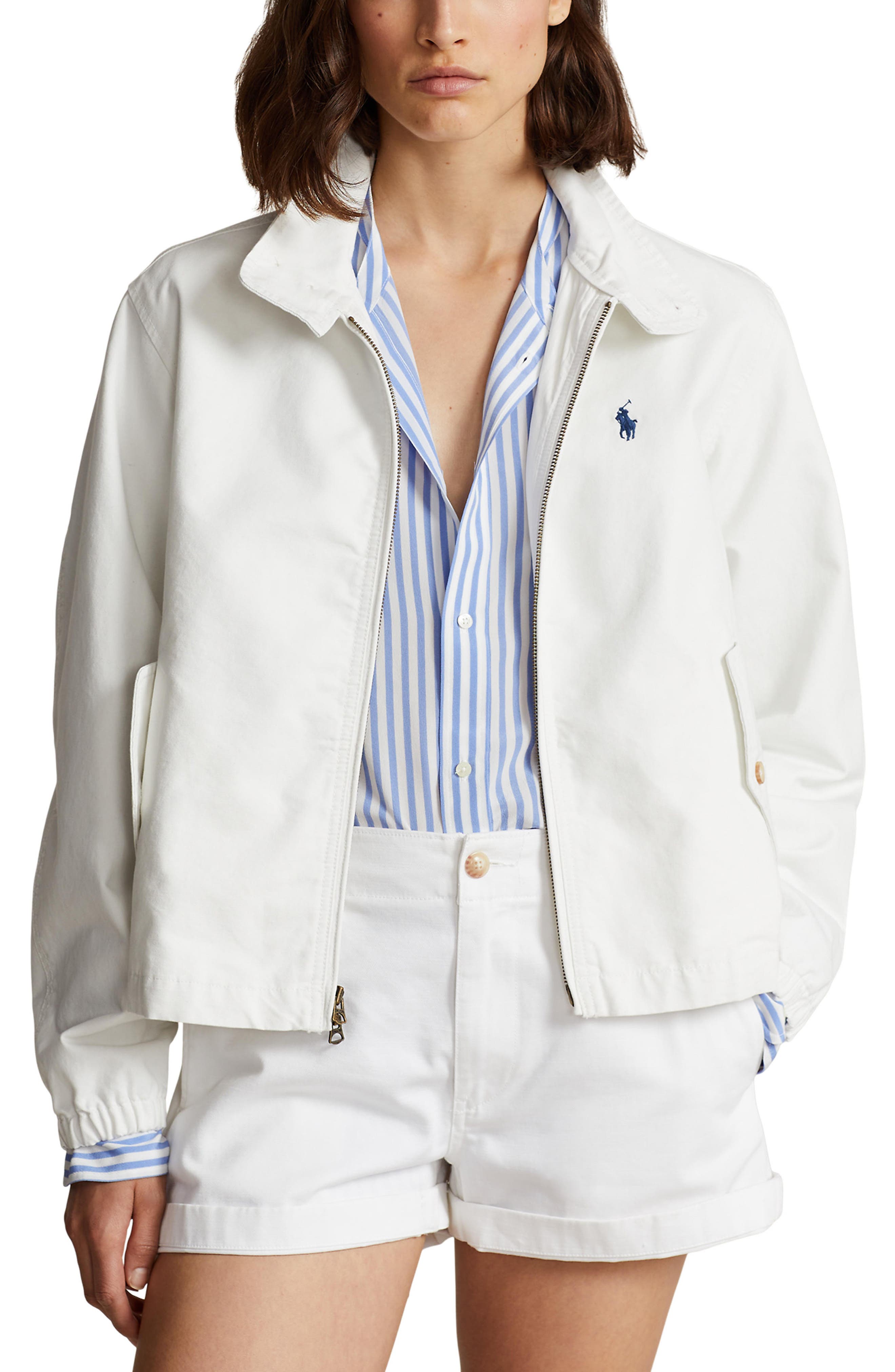 Polo Ralph Lauren Cotton Canvas Zip Jacket (Women) | Nordstrom