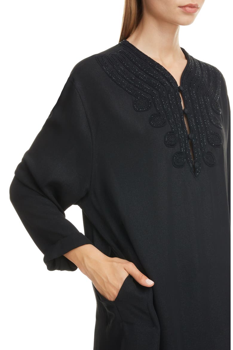 Embroidered Voile Tunic, Alternate, color, NOIR
