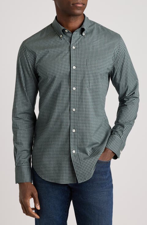 Everyday Gingham Cotton Blend Button-Down Shirt