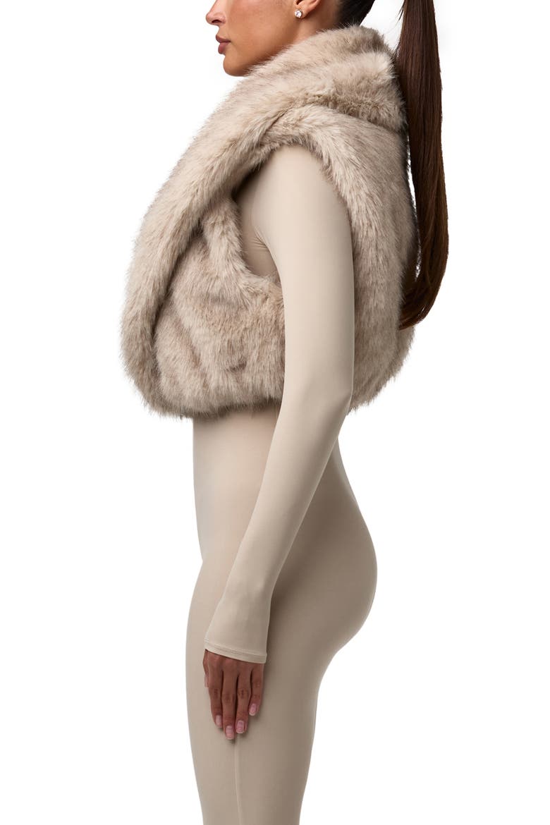 Faux Fur Plush Vest, Alternate, color, TAUPE
