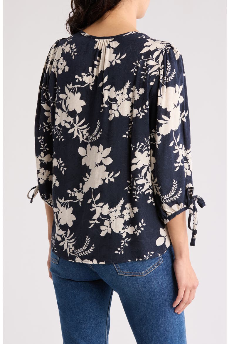 Jacquard Floral Top, Alternate, color, NAVY