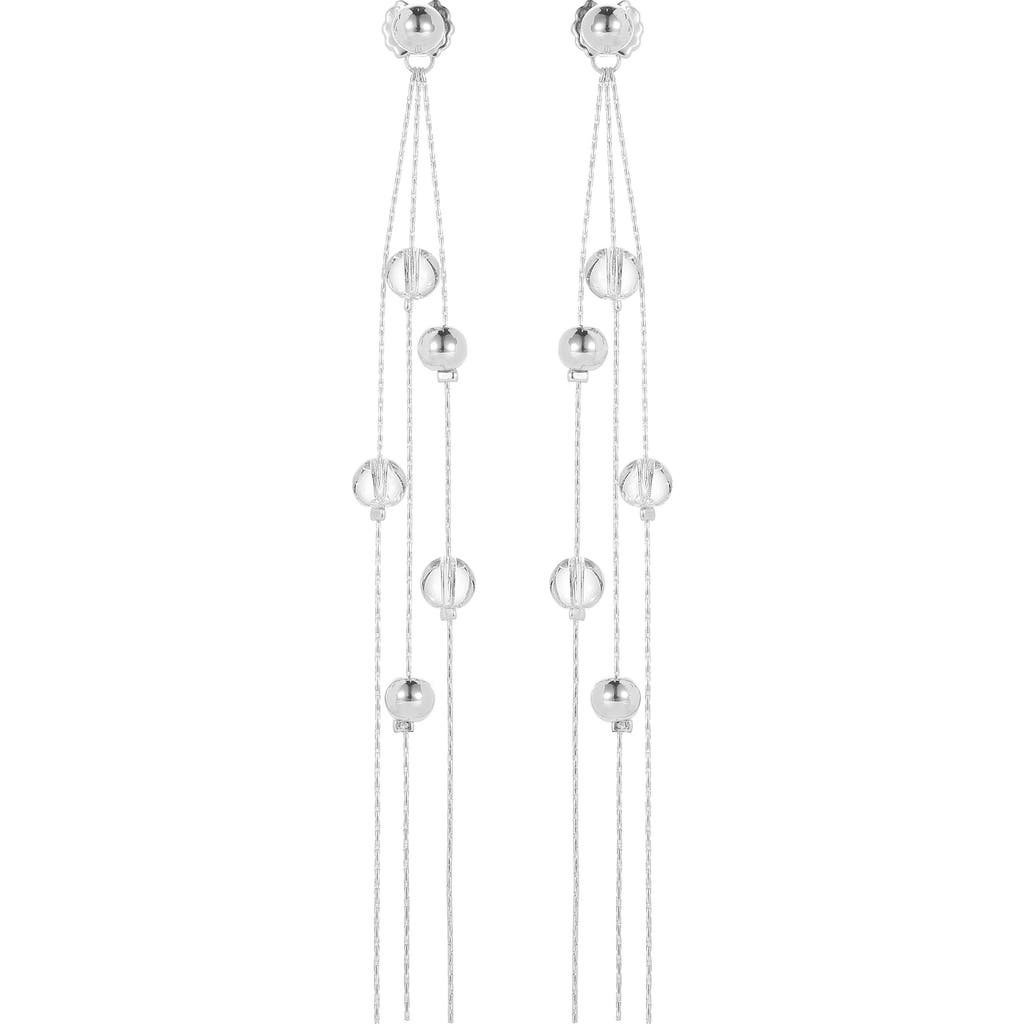 Classicharms Frostlily Mini Clear Crystal And Bead Drop Earrings In Silver