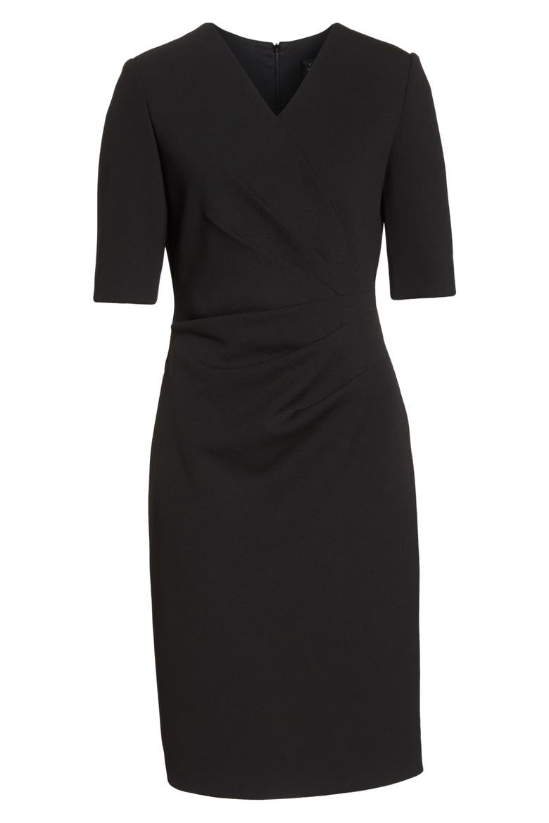 Scuba Crepe Sheath Dress, Alternate, color, BLACK
