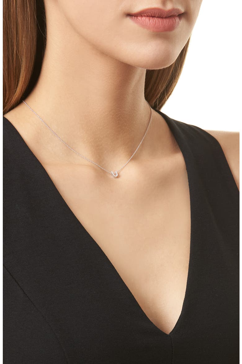 Diamond Pavé Initial Pendant Necklace, Alternate, color, 18K WHITE GOLD - U