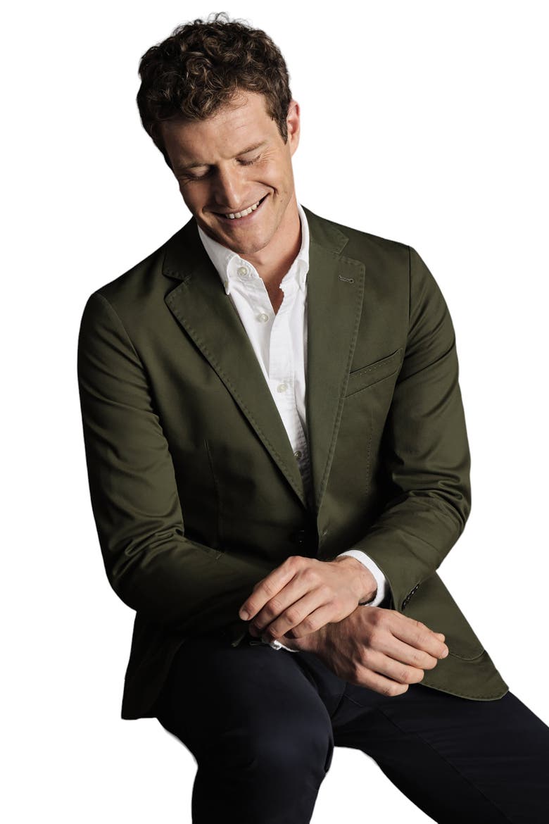 Cotton Stretch Slim Fit Jacket, Alternate, color, Olive Green