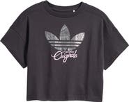 adidas Kids' Oversize Sweater Trefoil Cotton Graphic T-Shirt