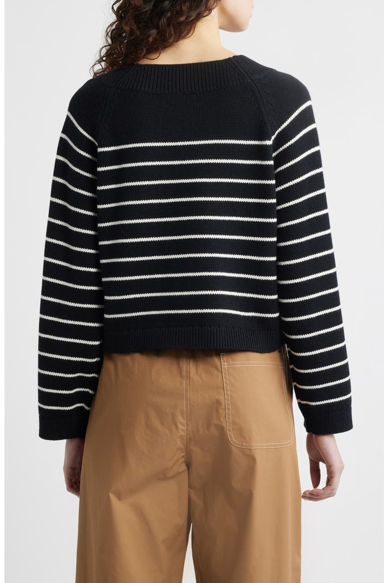 Stripe Crewneck Sweater, Alternate, color, BLACK/ CREAM