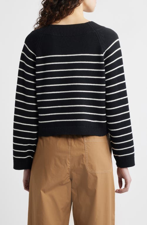 Shop Wyeth Stripe Crewneck Sweater In Black/cream
