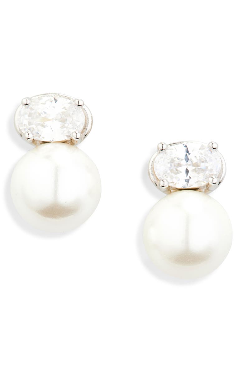 Shashi Cleo Pearl & Stone Earrings, Main, color, 