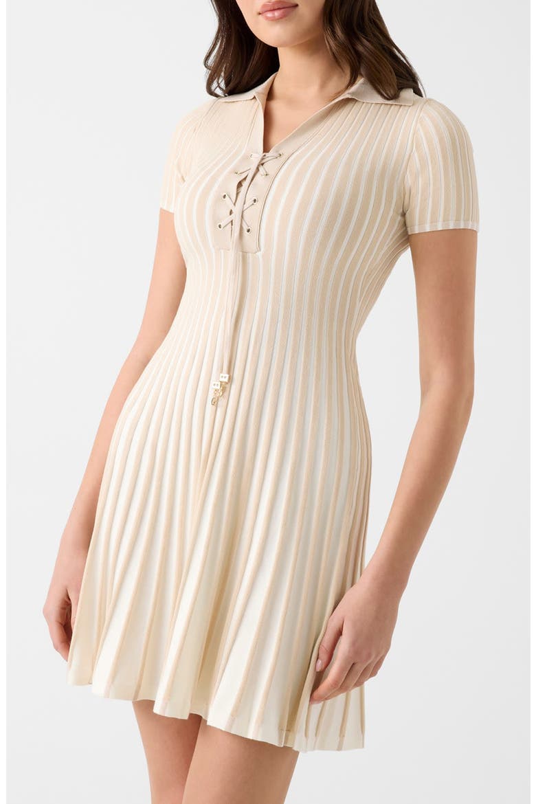Regina Polo Knit Minidress, Alternate, color, BEIGE/ CREAM STRIPES
