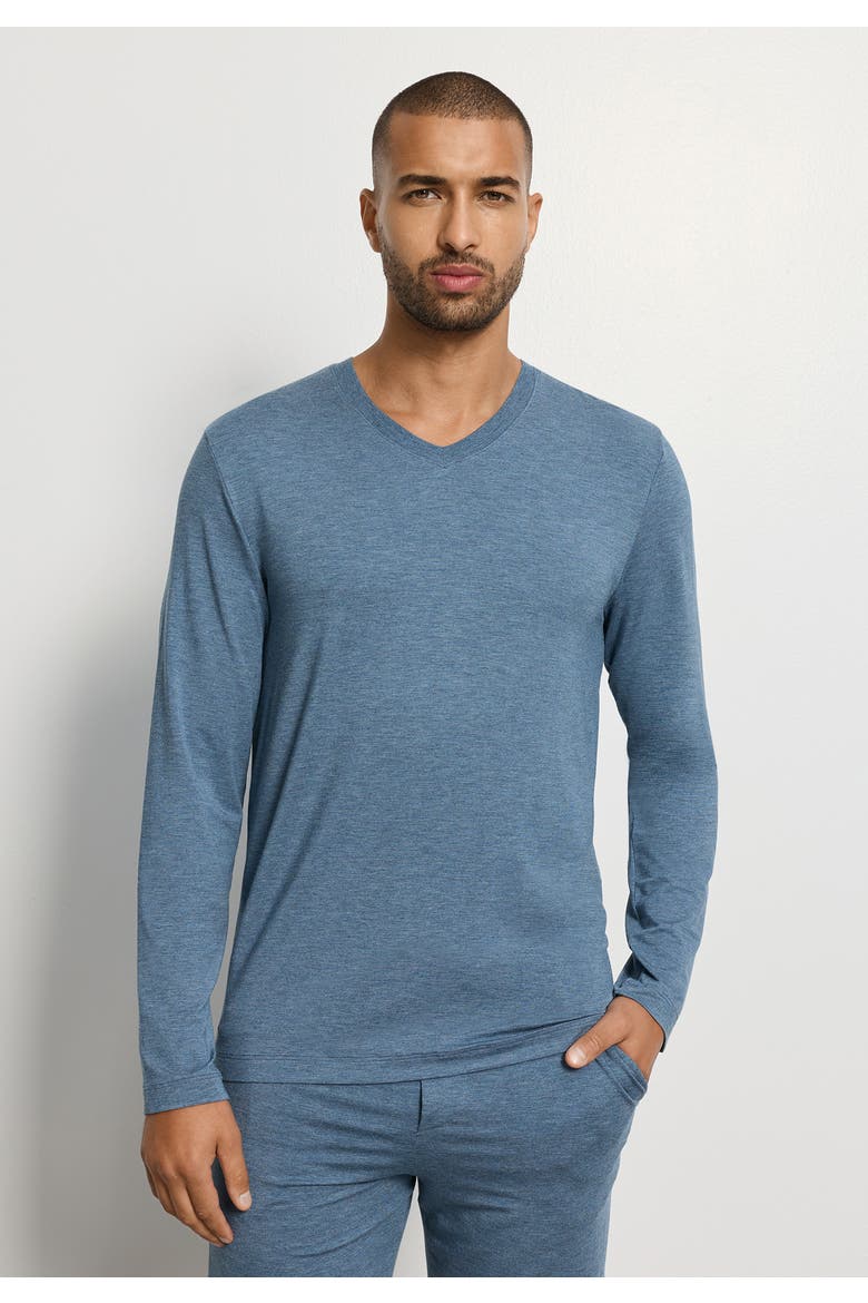 Casuals Long Sleeve V-Neck Top, Alternate, color, Retro Blue Melange