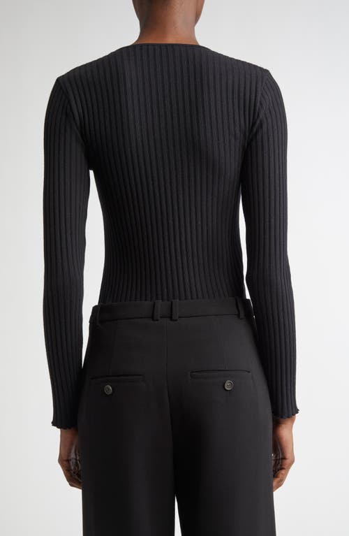 Vince Long Sleeve Rib Henley In Black