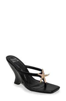 CHASE AND CHLOE Starfish Post Toe Wedge Heel Sandal