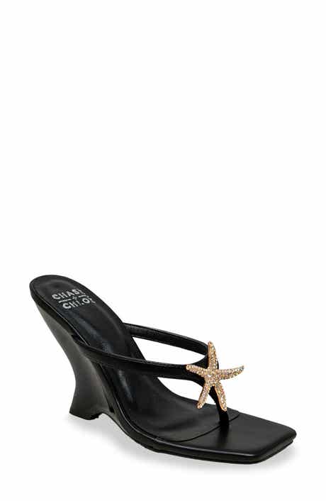 CHASE AND CHLOE Starfish Post Toe Wedge Heel Sandal