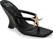 CHASE AND CHLOE Starfish Post Toe Wedge Heel Sandal