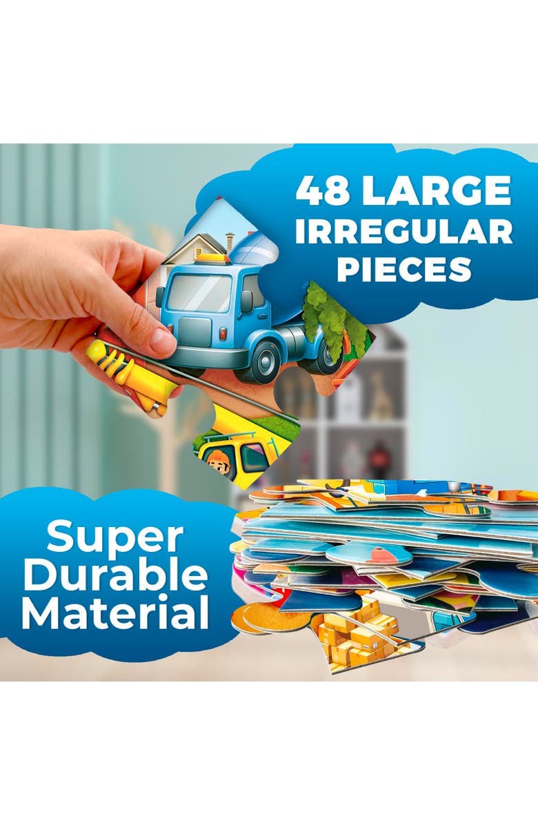 Quokka Giant Floor Puzzle for Kids - 48-Piece Jigsaw Puzzles with USA, World Map, City, and Vehicle Themes, Alternate, color, Construction