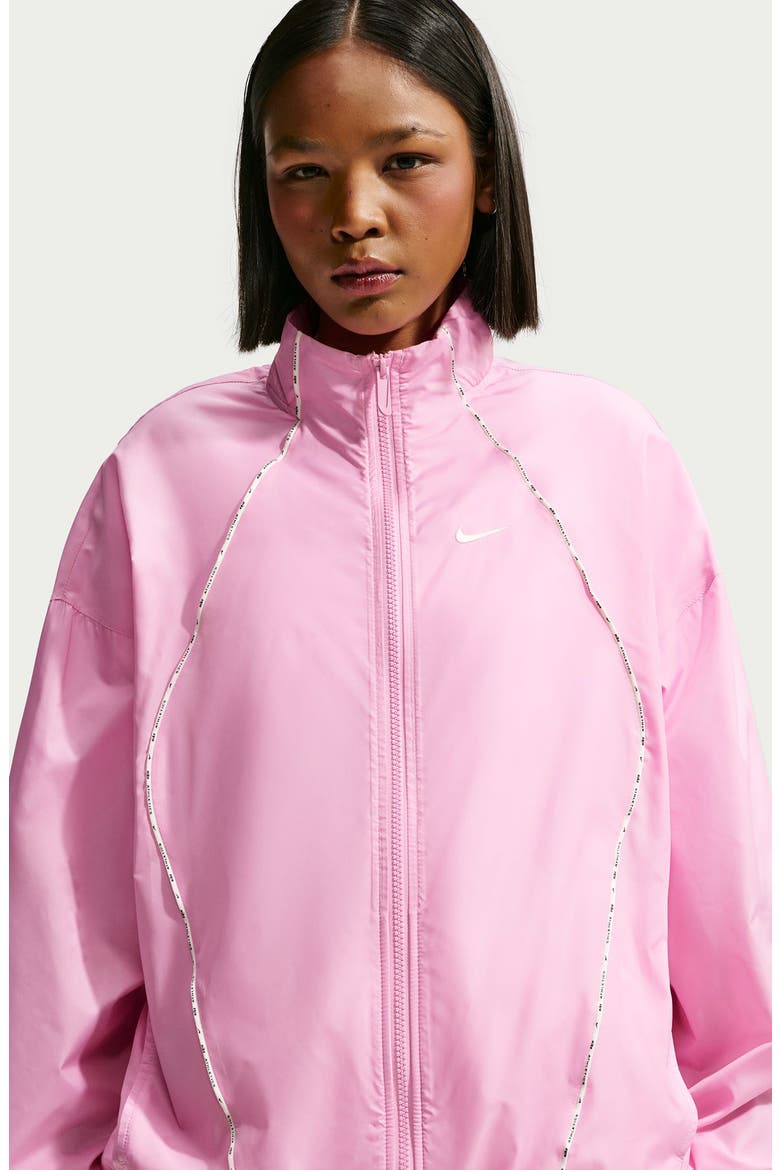 Water Repellent Track Jacket, Alternate, color, PINK RISE/ SAIL/ SAIL