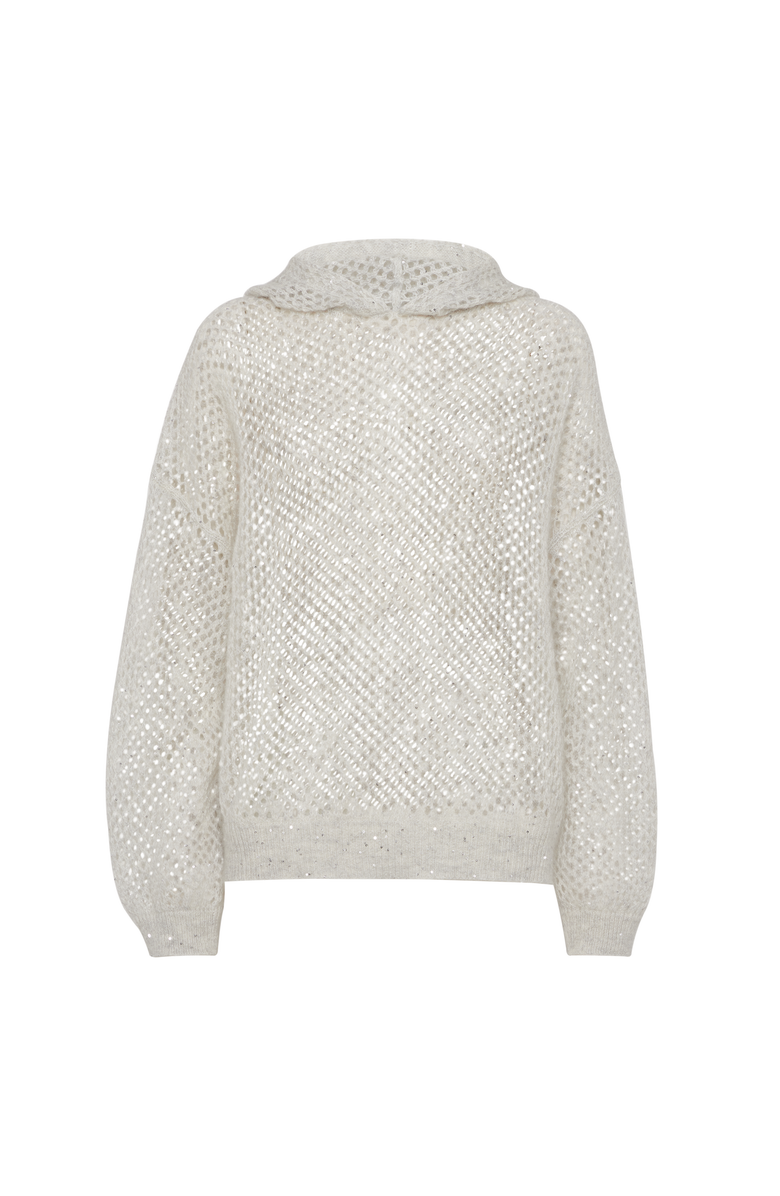 Brunello Cucinelli Dazzling mesh sweatshirt, Main, color, Pebble
