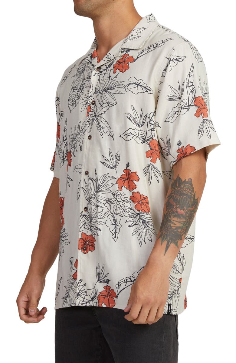 RVCA Hand Drawn Camp Shirt, Alternate, color, 