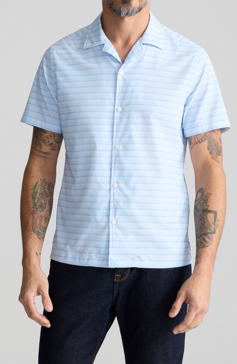 UNTUCKit Haverman Stripe Performance Camp Shirt, Main, color, Blue