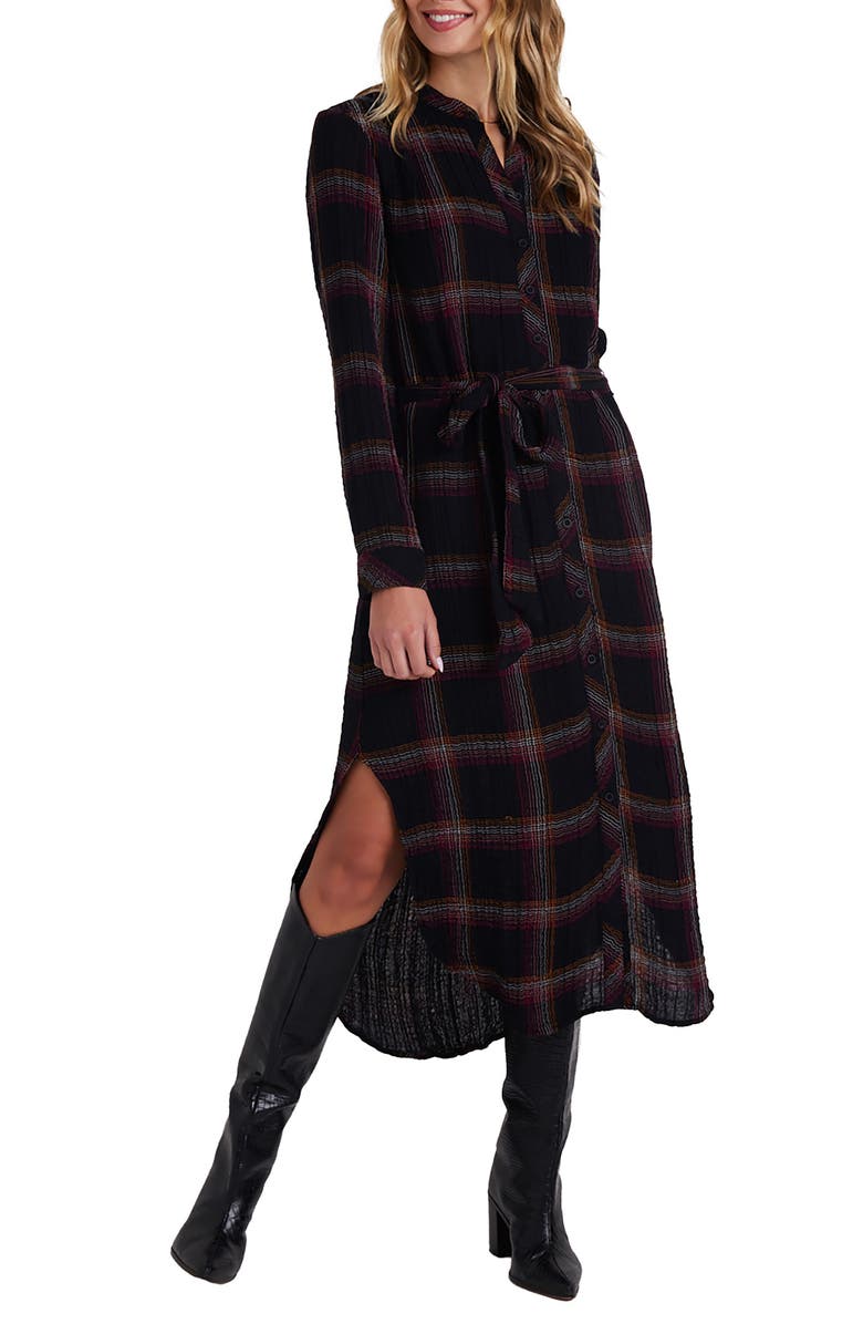 Bella Dahl Plaid Long Sleeve Maxi Shirtdress, Main, color,