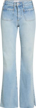 PAIGE Sofia High Waist Patch Pocket Slit Seam Raw Hem Jeans